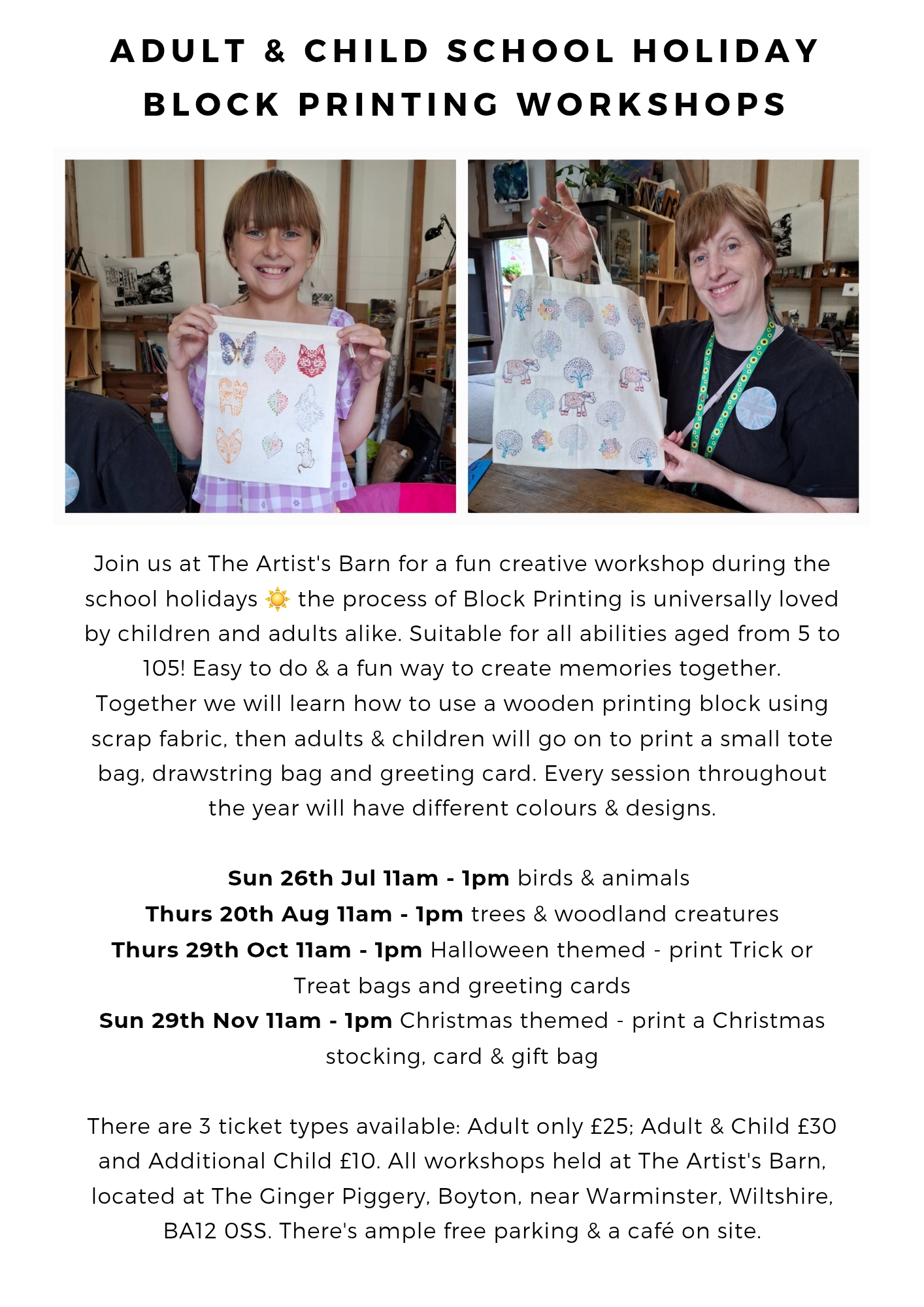 School Holidays Block Printing Workshops