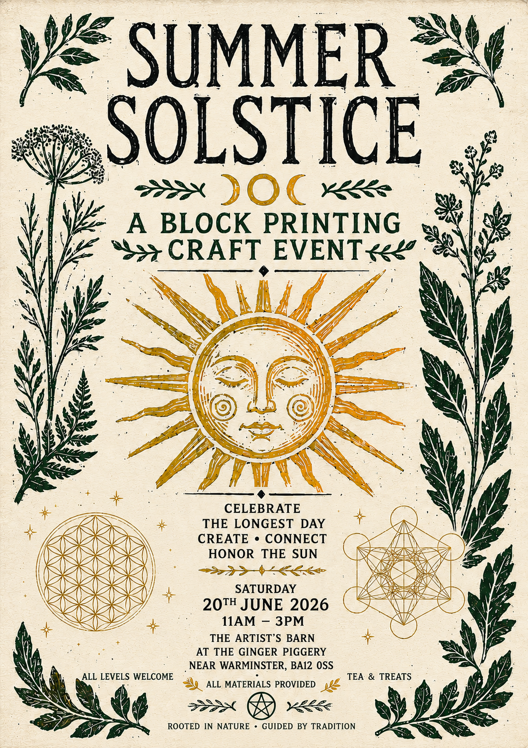 Summer Solstice Block Printing